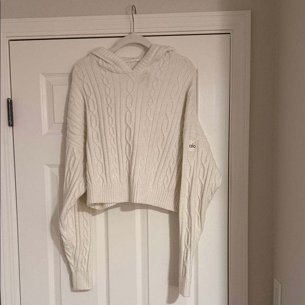 ALO Yoga Women's Ivory Cable Knit Hoodie